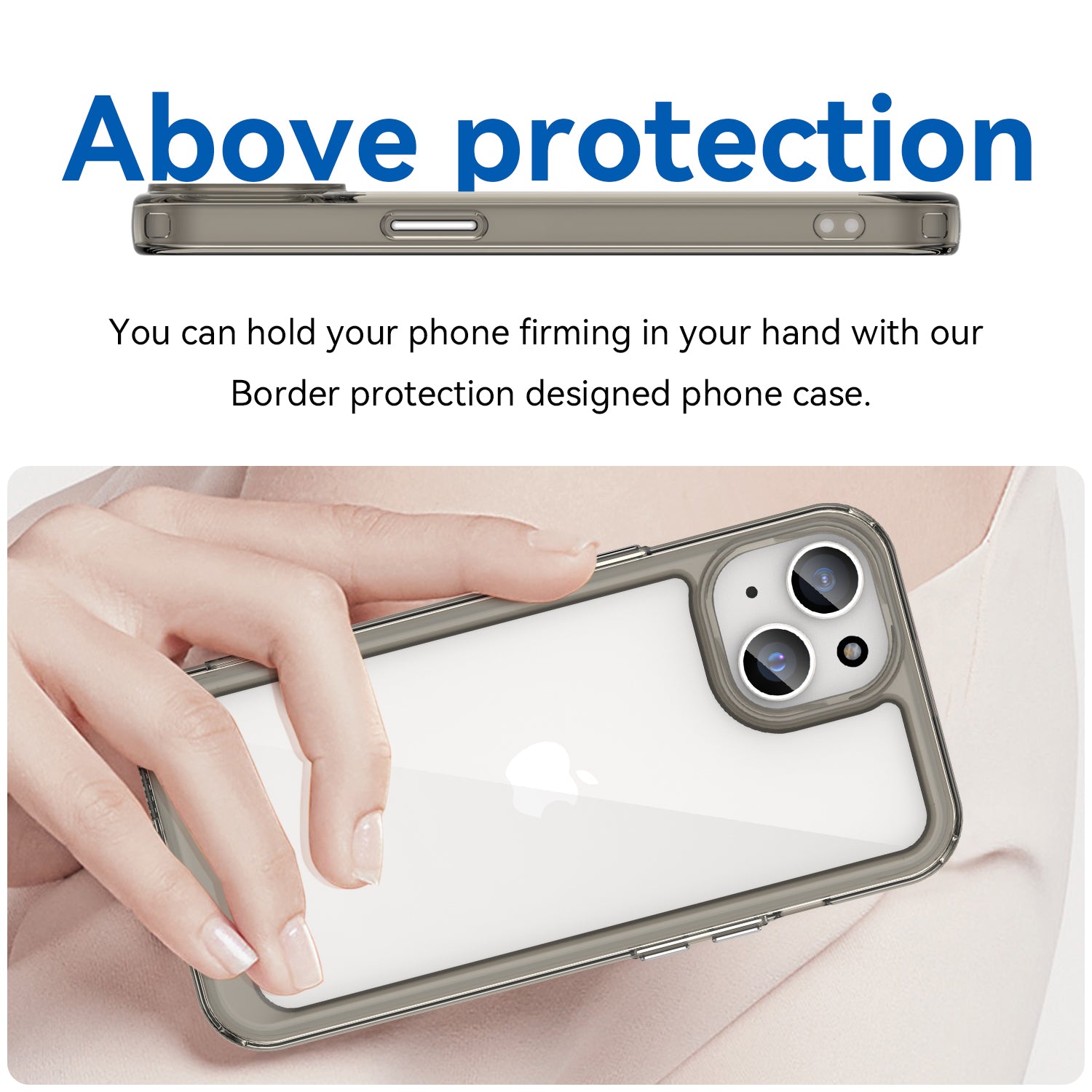 Uniqkart for iPhone 15 Plus TPU+Acrylic Anti-fall Mobile Phone Back Cover Clear Protective Case - Transparent Grey Uniqkart for iPhone 15 Plus TPU+Acrylic Anti-fall Mobile Phone Back Cover Clear Protective Case - Transparent Grey